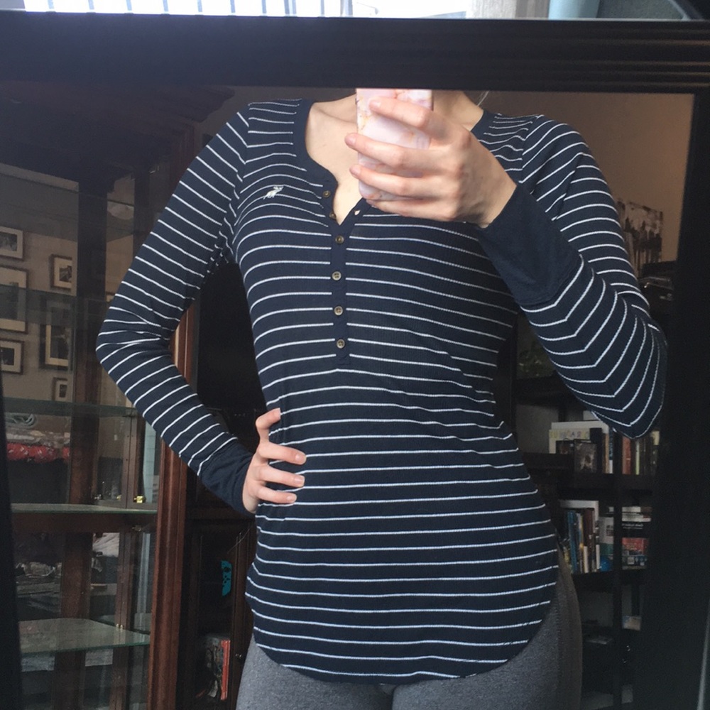 Abercrombie & Fitch Long Sleeve Ribbed Henley